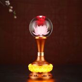 莲花灯佛供灯家用led插电长明灯观音仙道家水晶充电佛灯佛前供灯