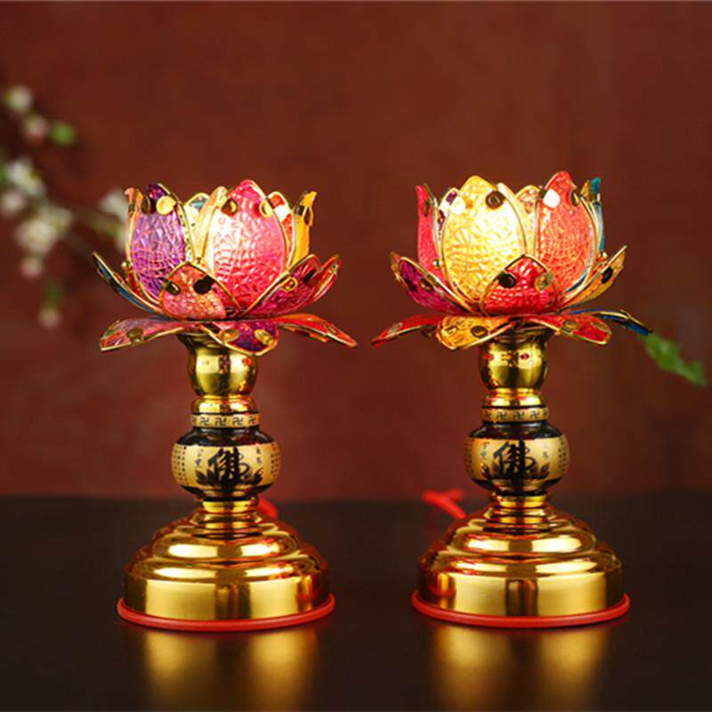 插电家用一对led佛灯佛前供花七彩变色供佛莲花灯荷花灯