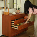 中古风实木五斗柜复古客厅沙发边柜可移动储物柜卧室床尾收纳柜