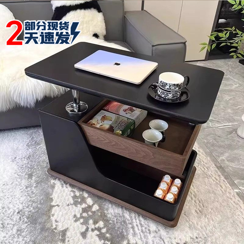 升降岩板可移动沙发边几置物架图片