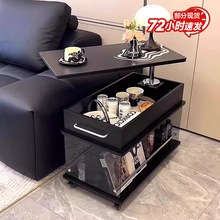 全实木可移动巴士边几阳台茶几桌小推车轻奢岩板升降创意沙发边柜