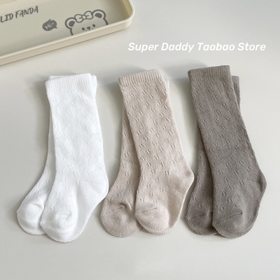 婴儿袜子夏季薄款长筒袜移圈镂空网眼男女童宝宝高筒袜透气防蚊袜