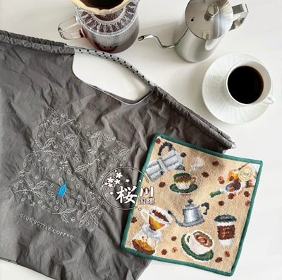 日本直邮 新款 BlueBottleCoffee蓝瓶子ball&chain联名刺绣帆布包