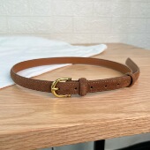 25秋冬流行棕色系反绒腰带女法式 子 简约二层牛皮翻毛皮细皮带配裤