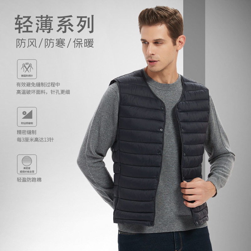 跨境羽绒棉马甲男款外穿男士秋冬内搭发热马甲背心无袖棉服外套男