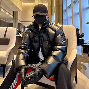 高端90白鹅绒羽绒衣男立领防水外套冬季新款压胶加厚保暖羽绒服潮