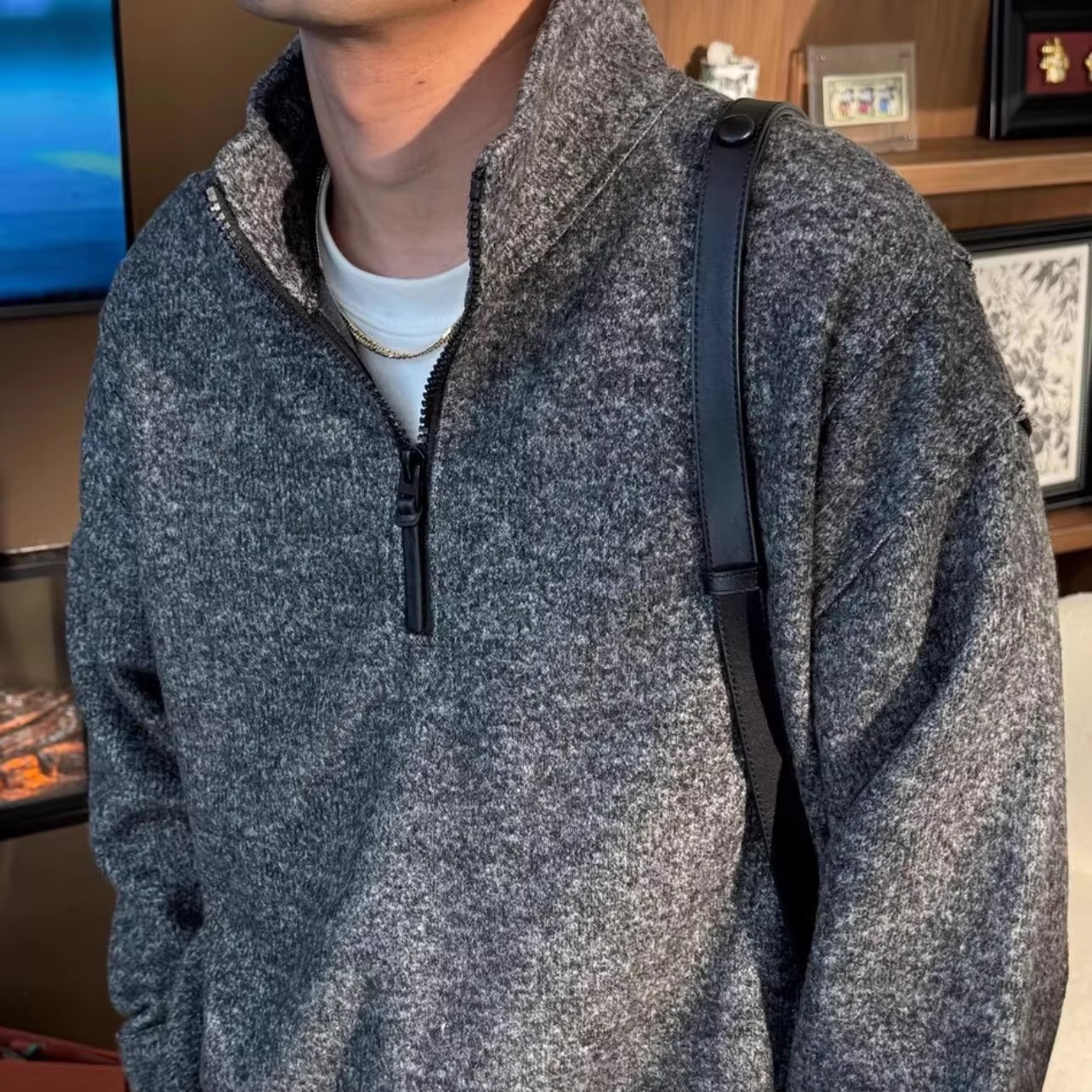 高级感简约卫衣男立领2025秋冬季新款潮牌领口拉链百搭长袖上衣服