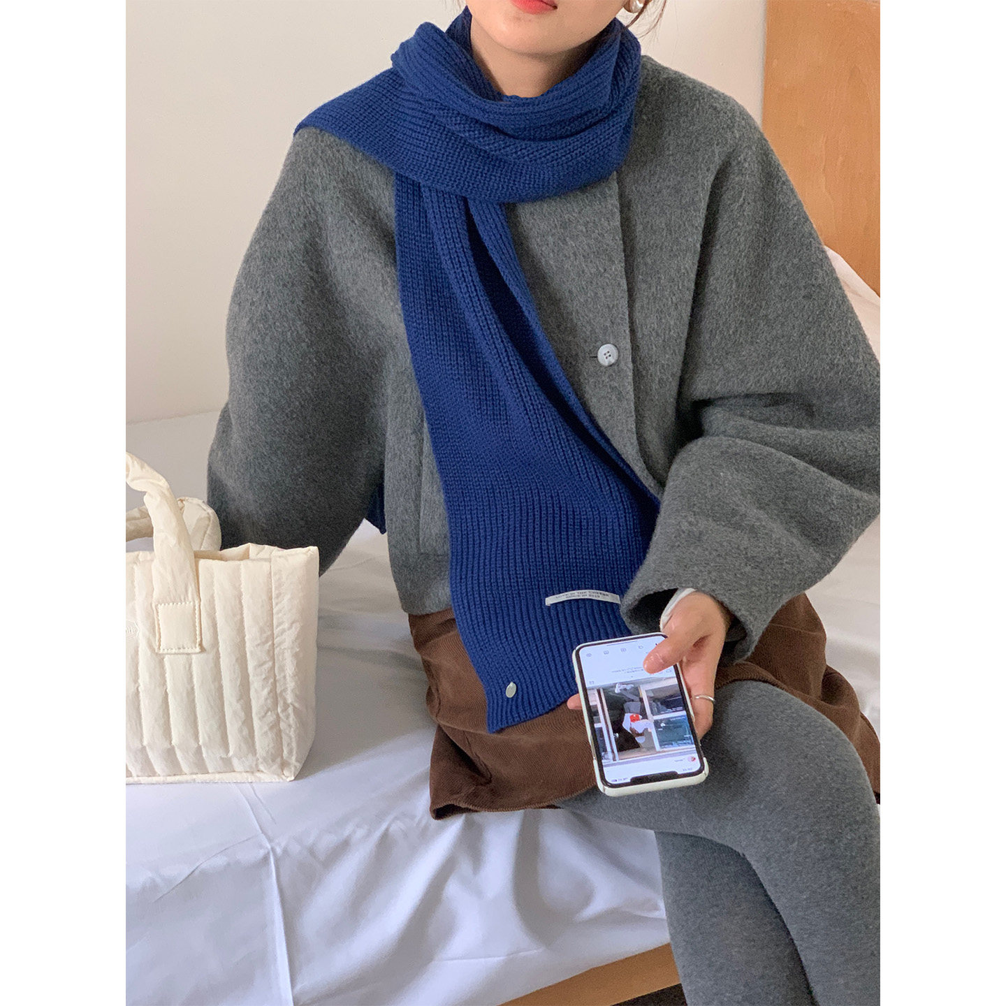 定制款~韩国蓝色羊毛围巾女冬季防寒保暖毛线围脖复古针织护颈ins,服饰配件/皮带/帽子/围巾,围巾/丝巾/披肩,淘宝优惠券,粉丝福利购,淘宝优惠卷