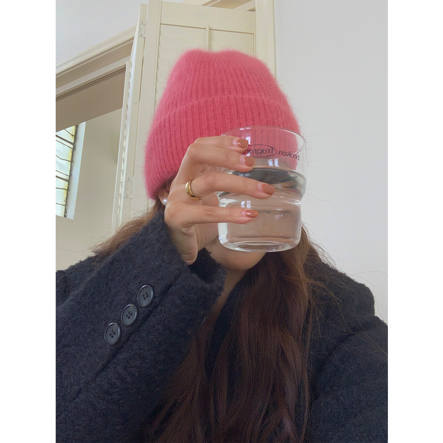 芝士商店定染款安格拉兔毛针织帽