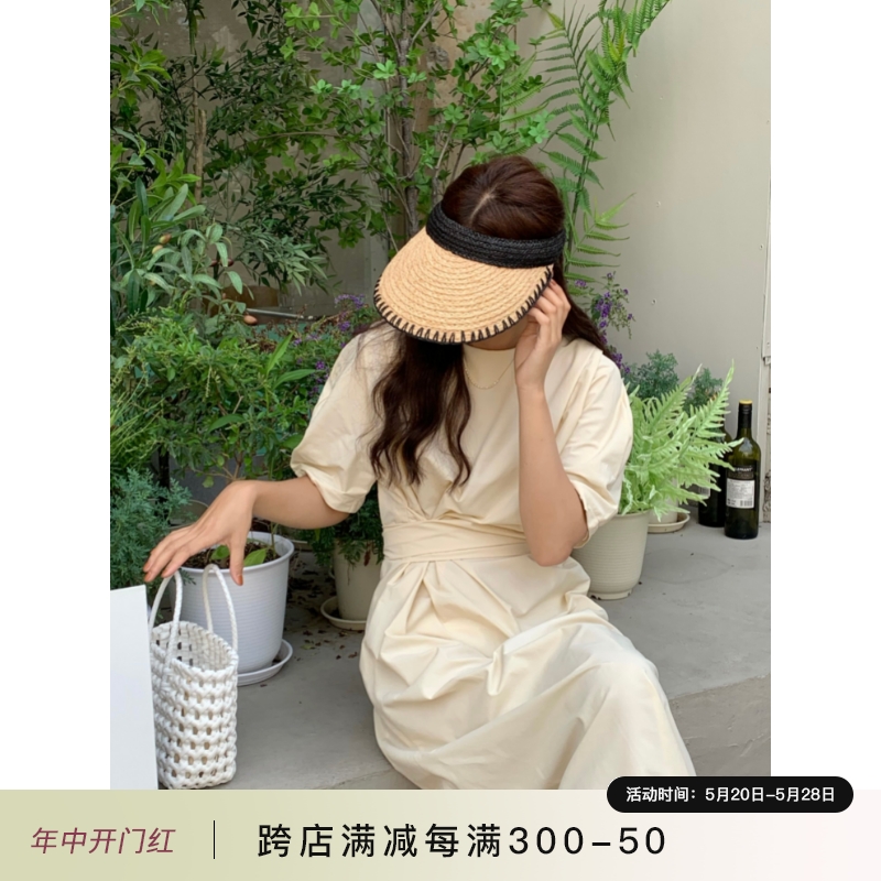 芝士商店~海边度假拉菲草帽女2024新款夏季防晒帽子遮阳空顶帽ins