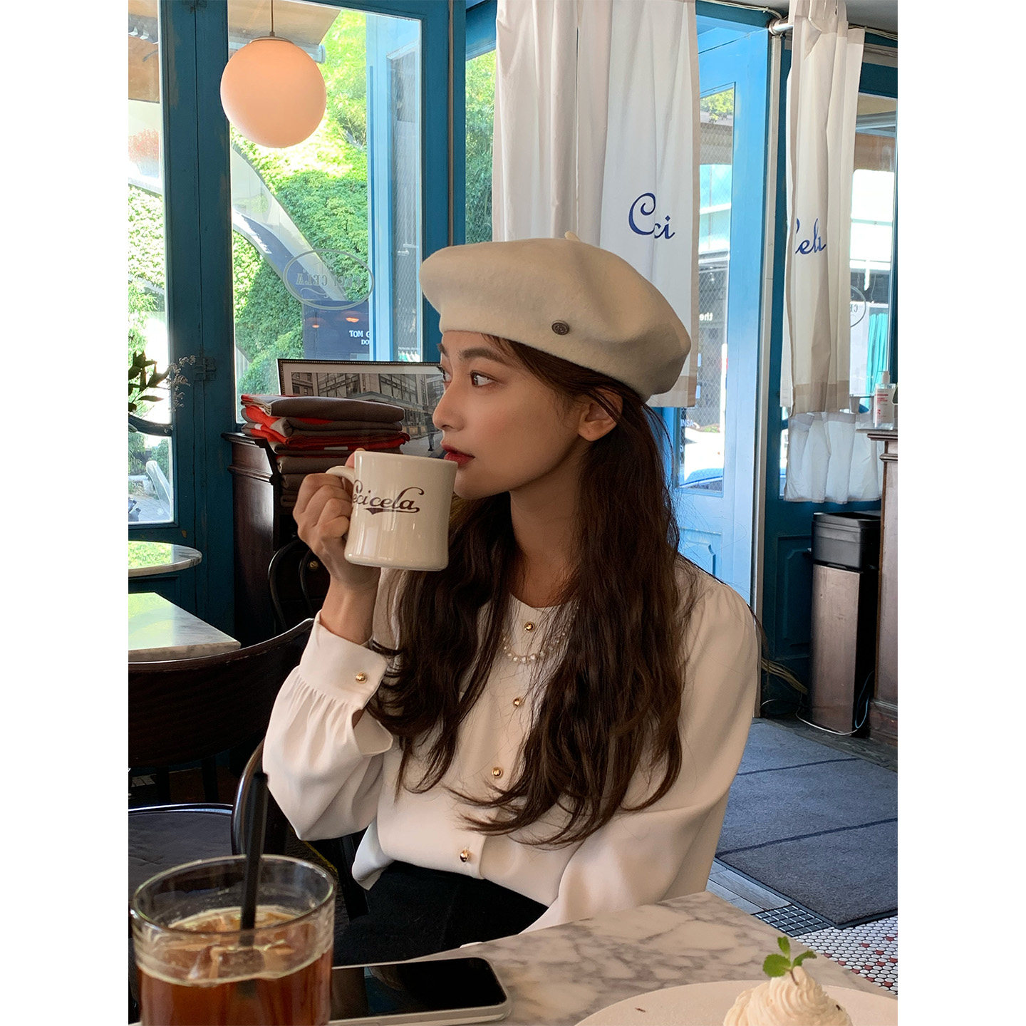 芝士商店~韩系白色羊毛贝雷帽女秋季小众气质八角帽子复古画家帽