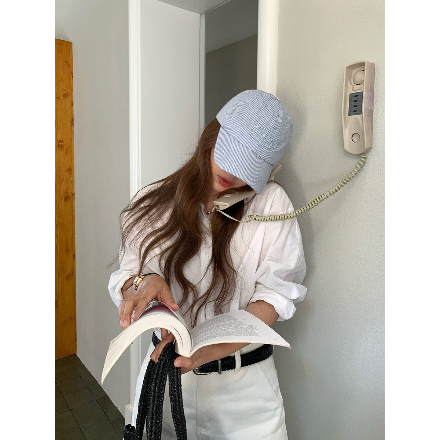 芝士商店~蓝色条纹防晒棒球帽女2026新款夏季帽子透气百搭鸭舌帽