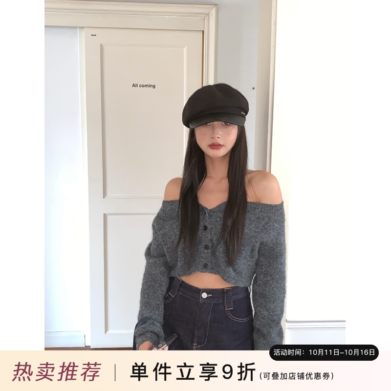定制款~韩国黑色毛呢八角帽女秋冬复古英伦风报童帽百搭画家帽子