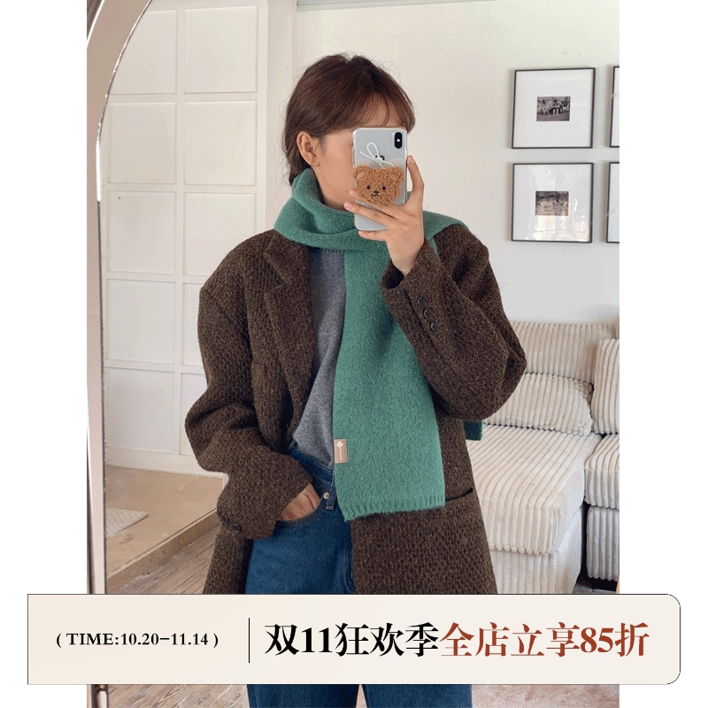 芝士商店~冬日温暖纯色羊毛围巾