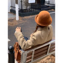 芝士商店 卷边羊毛渔夫帽女秋冬高级感帽子显脸小礼帽圆顶盆帽ins