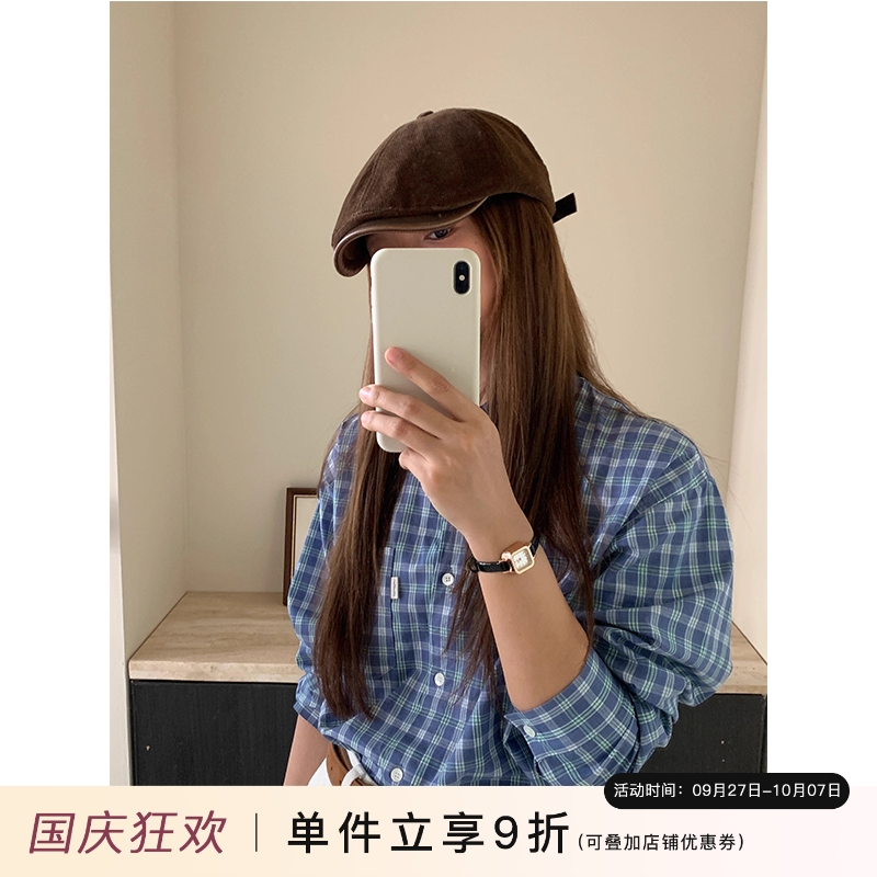 芝士商店~复古灯芯绒皮檐前进帽