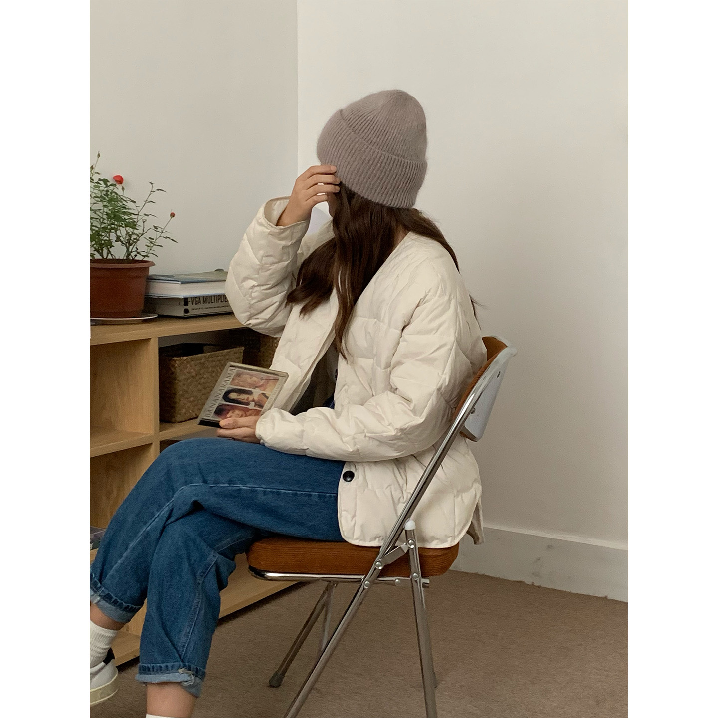 芝士商店~韩系兔毛针织毛线帽女