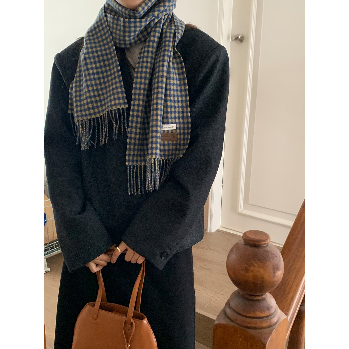 定制款千鸟格氛围感美娜同款围巾