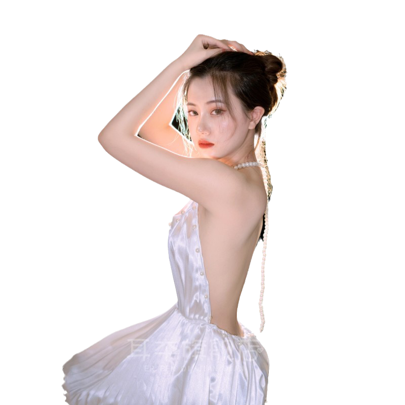 影楼写真服装女珍珠连衣裙露背清新少女风个人私房艺术照摄影衣服