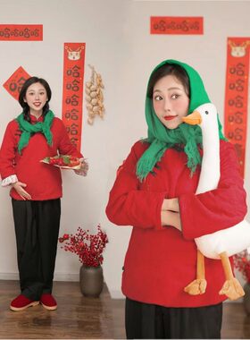 个性复古新春孕妈咪写真摄影服装