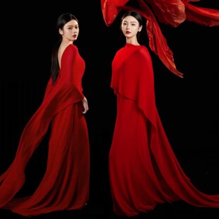 影楼新款新年锦鲤主题复古中式高级红色国风氛围肖像写真摄影服装