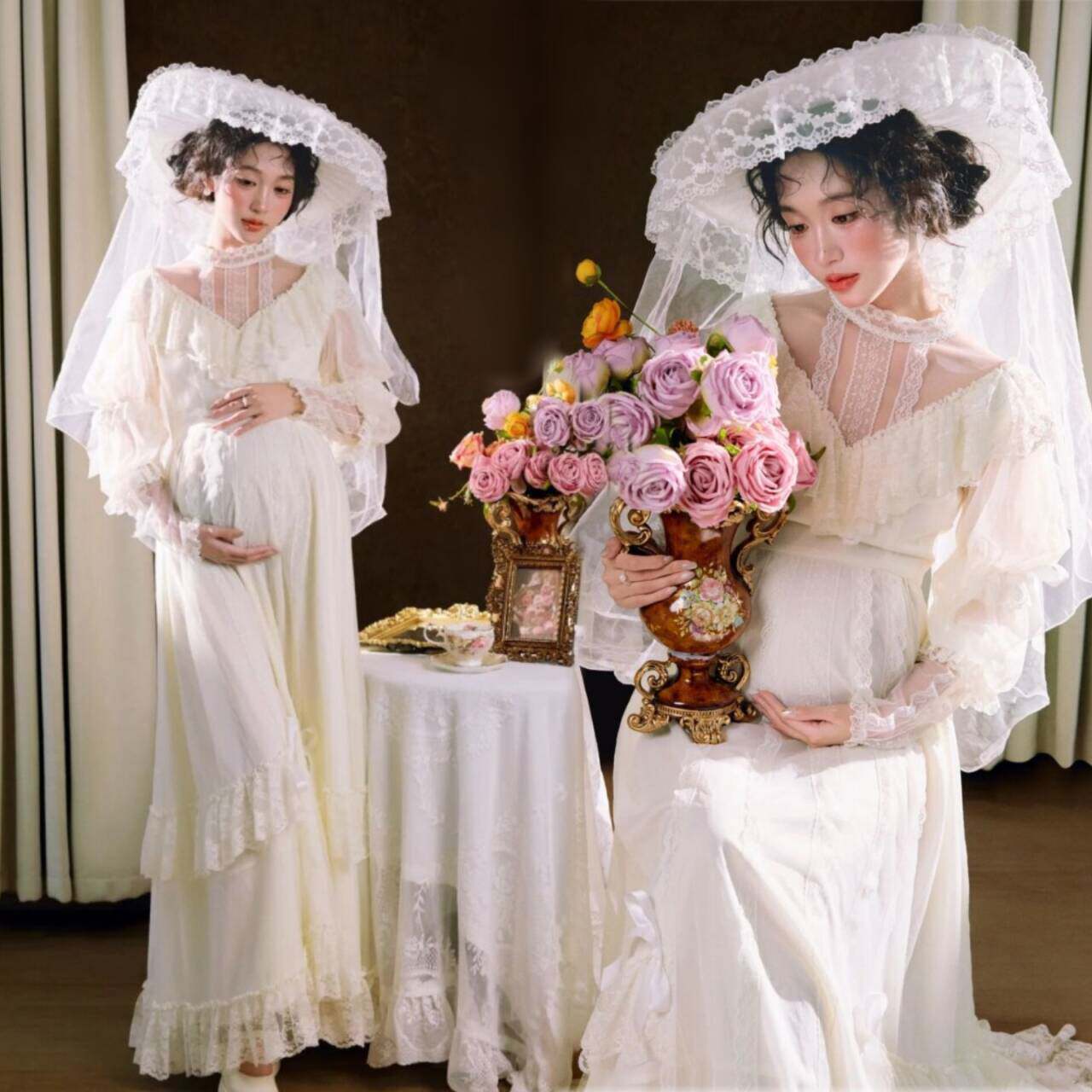 影楼新款复古法式油画婚纱