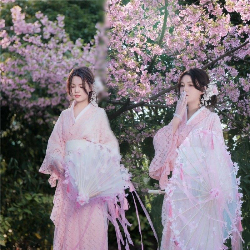 粉色蕾丝和服浴衣写真摄影服装