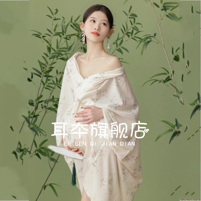 孕妇照服装新款摄影楼围裹式汉服中国风复古礼服孕妇拍照写真衣服