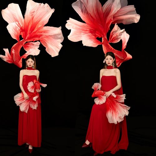 孕妇新款拍照服装锦鲤主题