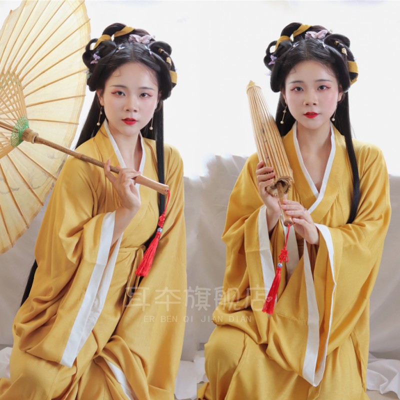 古装汉服女魏晋制纯色交领