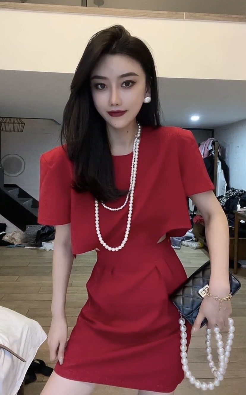 韩版小心机露腰短袖西装连衣裙女2021夏新款气质包臀高腰A字短裙