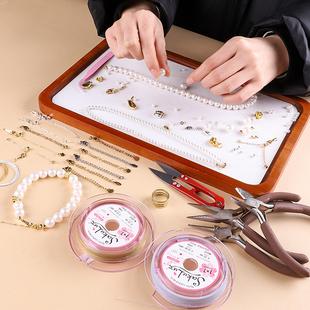 穿珍珠项链专用线和扣头小米珠手链18k金配件diy手工材料包珠宝钳