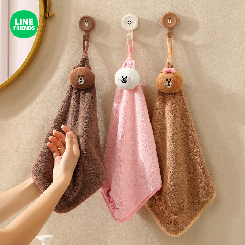 可爱擦手巾挂式吸水加厚卫生间卡通擦手帕毛巾洗手小方巾厨房抹布