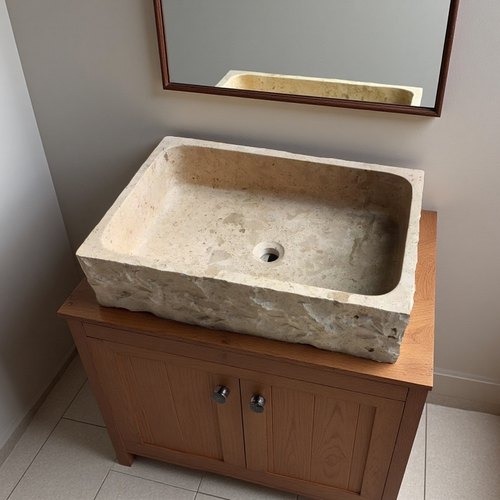 天然石材米黄莱姆石台上洗手盆