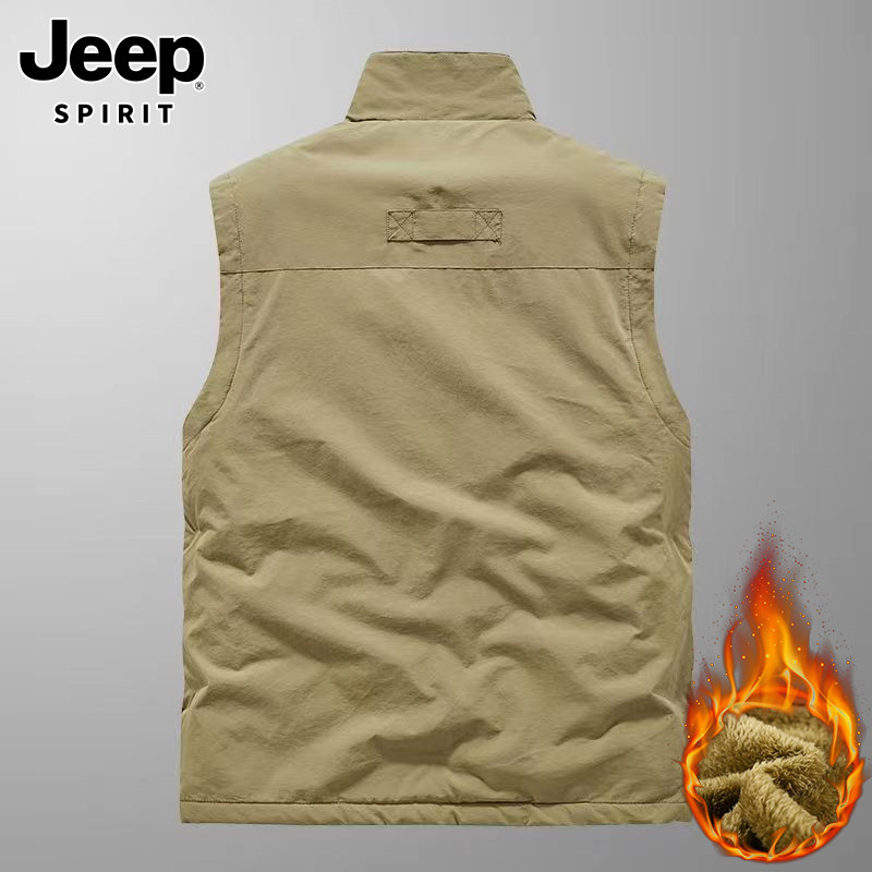 JEEP VEST MENS WINTER NEW THICKENED CASUAL VERSATILE SHOULDER TREND LAMB WOOL HORSE CLIP SLEEVELESS JACKET MEN