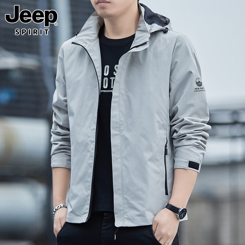 JEEP SPIRIT JACKET MENS SPRING NEW TREND SPORTS TOP HOODED WINDPROOF CASUAL JACKET MEN