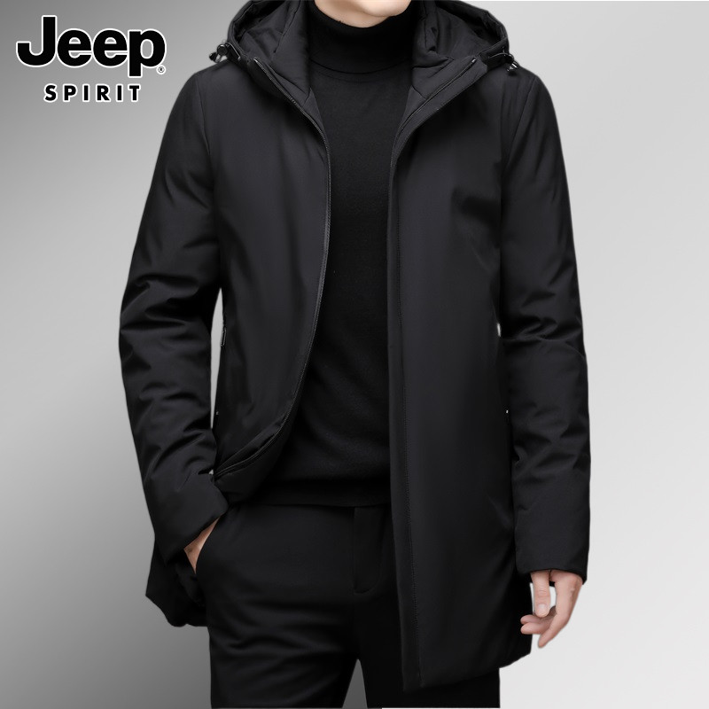 JEEP WINTER PADDED MENS MID-LENGTH BUSINESS WARM COLD COAT JACKET TREND HOODED DOWN PADDED JACKET MEN