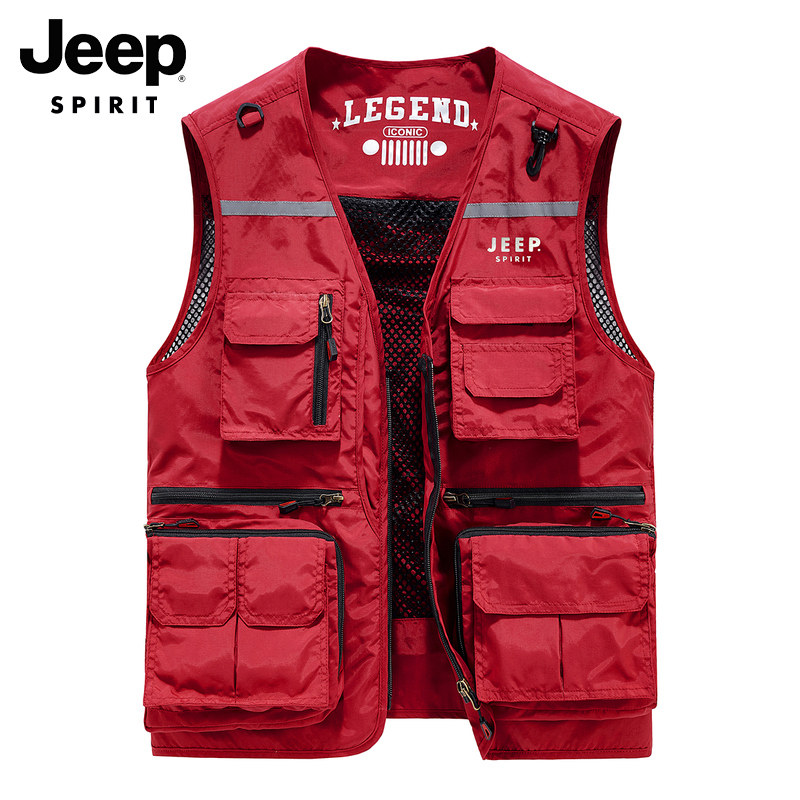 JEEP VEST MENS AUTUMN NEW MULTI-POCKET OVERALLS SPORTS SHOULDER HORSE CLIP MOUNTAIN CASUAL SLEEVELESS JACKET MEN