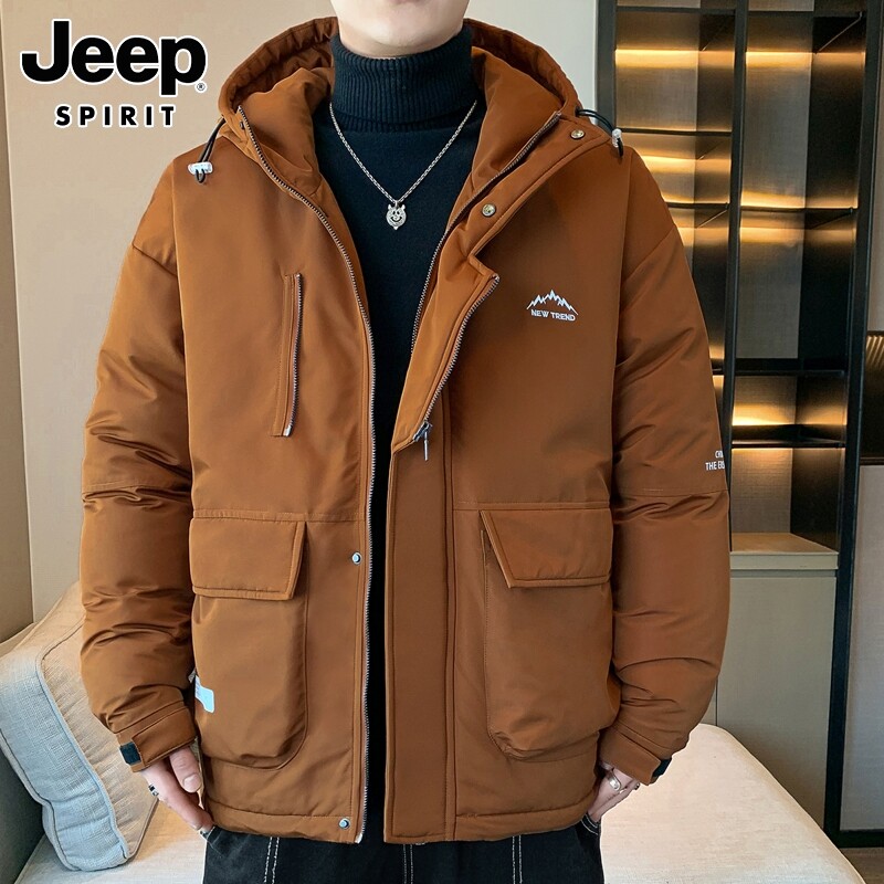 JEEP HOODED COTTON JACKET MENS WINTER NEW CASUAL OVERALLS CHARGE THICKENED WARM DOWN COTTON JACKET MEN
