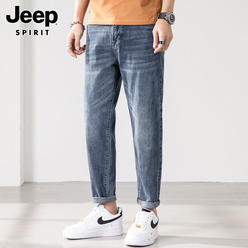 JEEP JEANS MENS 2025 SPRING TRENDY BRAND HANDSOME STRETCH TAPERED CROPPED PANTS LOOSE STRAIGHT LONG PANTS MEN