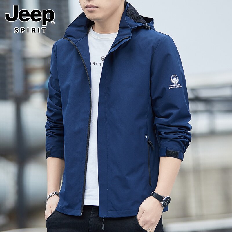 JEEP SPIRIT JACKET MENS SPRING NEW TREND SPORTS TOP HOODED WINDPROOF CASUAL JACKET MEN