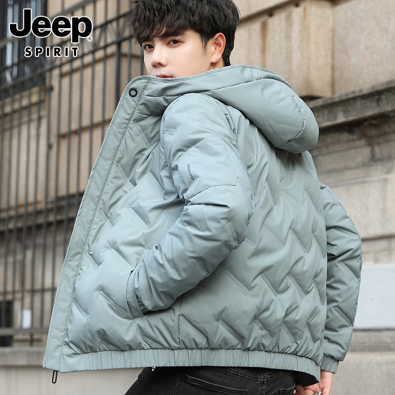 JEEP LIGHT DOWN JACKET MENS WINTER 2024 NEW BLACK CASUAL THICKENED THERMAL JACKET MENSWEAR