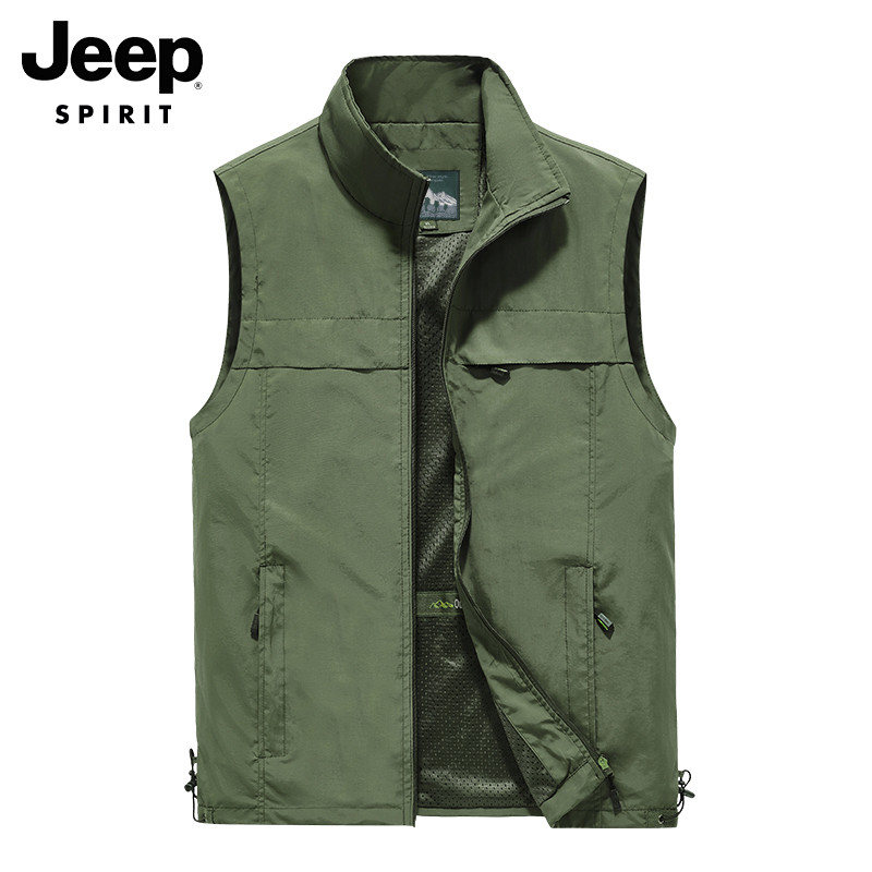 JEEP VEST MENS AUTUMN NEW SPORT FISHING MOUNTAINEERING CLOTHES WORKWEAR CASUAL LOOSE VERSATILE SLEEVELESS JACKET MEN