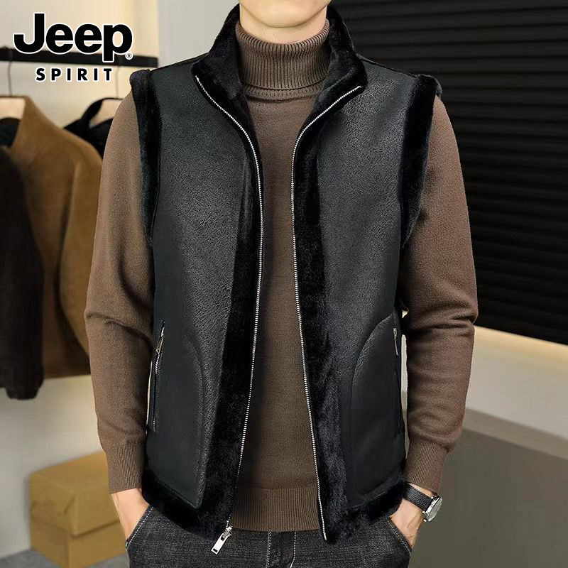 JEEP VEST MENS AUTUMN NEW POLAR FLEECE SHOULDER VEST REVERSIBLE STAND COLLAR LOOSE CASUAL JACKET MENSWEAR