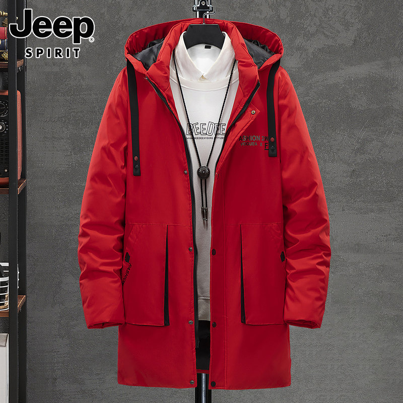JEEP COTTON JACKET MENS MID-LENGTH WINTER HOODED THICKENED COLD-PROOF JACKET PLUS SIZE OVERALLS WARM DOWN JACKET MEN