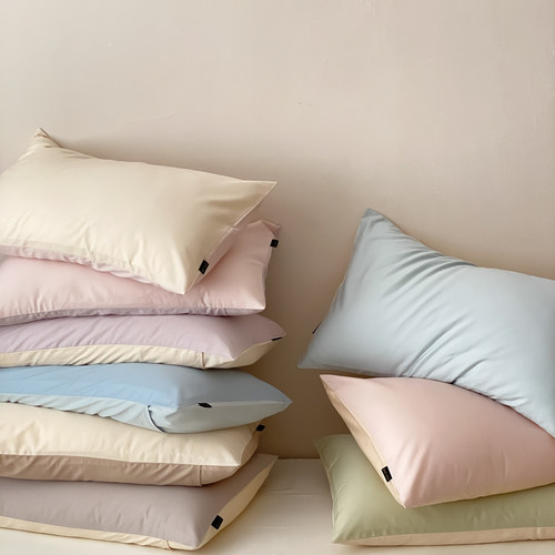 星级酒店纯色长绒棉枕套一对装