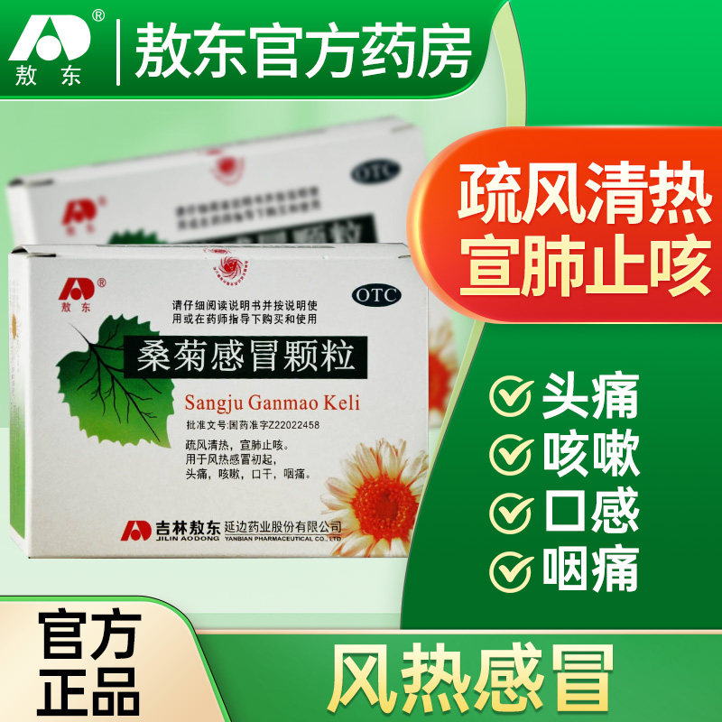 敖东 桑菊感冒颗粒 10袋宣肺止咳风热 头痛 咳嗽 口干咽痛感冒