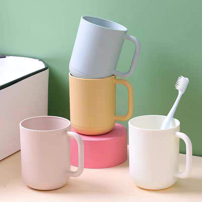 漱口杯洗漱杯牙刷杯带手柄单色女男学生韩版牙杯一家人刷牙漱口杯