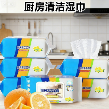 大包厨房清洁湿巾带盖湿纸巾超强去油污加厚油烟机一次性抹布