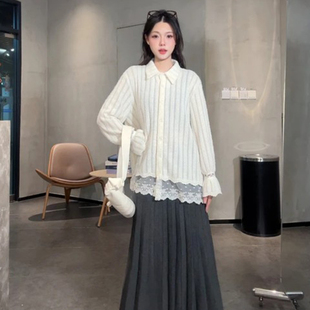 2025春春蕾丝衬衫 衬衣D0044 纹理白搭小众设计女上衣气质显瘦时尚